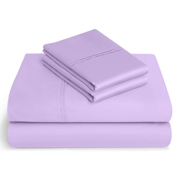400-Thread-Count 100% Egyptian Cotton Sheet Set, 4-Piece Sheets Sets, 18" Extra Deep Pocket of Fitted Sheet - Queen, Lilac Solid