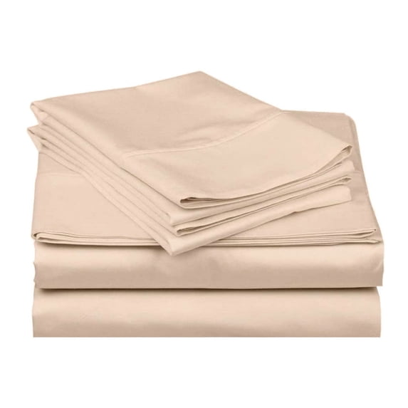 400-Thread-Count 100% Egyptian Cotton Sheet Set, 4-Piece Sheets Sets, 18" Extra Deep Pocket of Fitted Sheet - Short Queen, Peach Solid
