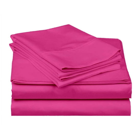 400-Thread-Count 100% Egyptian Cotton Sheet Set, 4-Piece Sheets Sets, 18" Extra Deep Pocket of Fitted Sheet - |Twin XL, Hot Pink Solid|