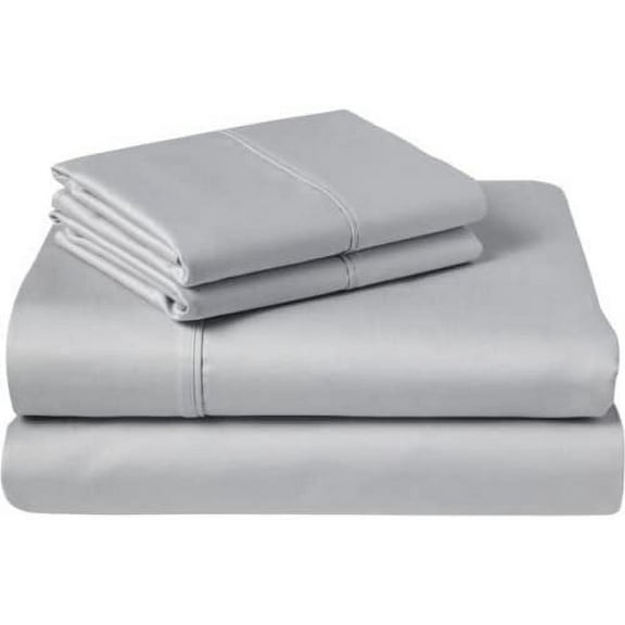 400 Thread Count 100% Egyptian Cotton Sleeper Sofa Bed Sheet Set Solid Olympic Queen Size (66"x 80"x 7" ) with 4 -PCS Fitted Straps Color Silver Grey