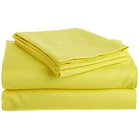 400 Thread Count 100% Egyptian Cotton Sleeper Sofa Bed Sheet Set Solid Queen Size (62"x 74"x 7" ) with 4 -PCS Fitted Straps Color Yellow
