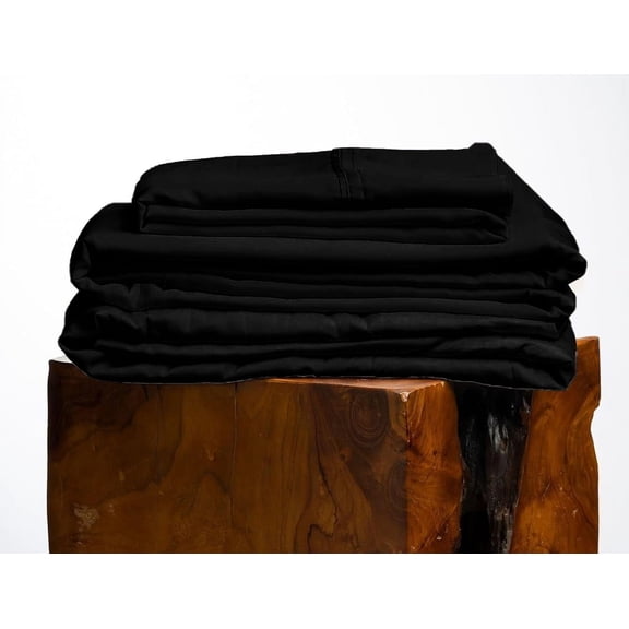 400 Thread Count, 100% Giza Egyptian Cotton Bedding Set, 4-PC Sheets Set, 19 Inch Deep Pocket of Fitted Sheet, Soft Sateen Weave Breathable - Black, Twin