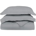 thumbnail image 1 of 400 Thread Count 3 Pcs Duvet Cover Set Sateen Solid Egyptian Cotton Queen Size Silver Gray Solid Elegant Look With Matching Pillow Shams, 1 of 5