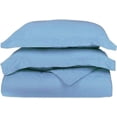 thumbnail image 1 of 400 Thread Count 3 Pcs Duvet Cover Set Sateen Solid Egyptian Cotton Twin XL Size Light Blue Solid Elegant Look With Matching Pillow Shams, 1 of 5