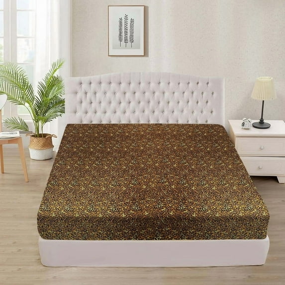 400 Thread Count 3 Piece (1- Fitted Sheet + 2- Pillow cover) Fitted Sheet 21-Inch Deep Pocket 100% Egyptian Cotton Color Leopard Print Size Twin