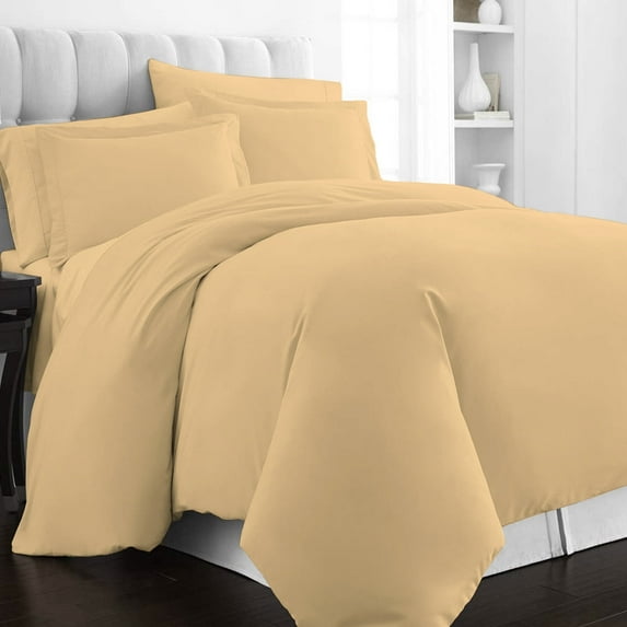 Pizuna Pure 100% Cotton King Duvet Cover Set, Luxurious 400 Thread Count Long Staple Cotton Sateen Weave with Button Closure (Combed Pure Beige Cotton Duvet Cover King)