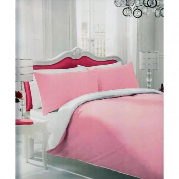 400 Thread Count 3 Piece Set Reversible Duvet Cover with 2 Pillowcases, 100% Egyptian Cotton Quilt Cover with Hidden Zipper, Comfy Bedding Set - Pink Solid, Cal King Size.