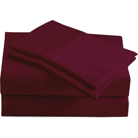 400 Thread Count 4 Piece Sheet Set 12 Inch Deep Pocket 100% Egyptian Cotton Color Burundy Solid Size Twin XL