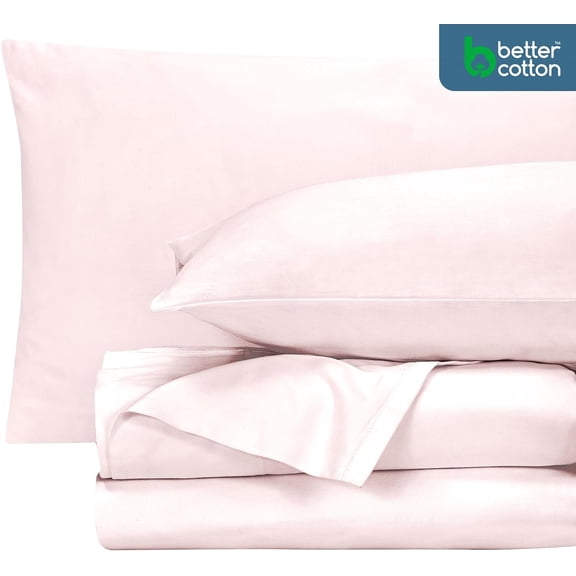 400 Thread Count American Grown Cotton Sateen Queen Sheet Set - Kyoto Blush