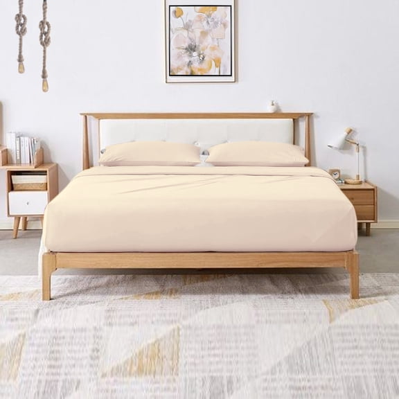 400-Thread Count Bed Sheets Italian Finish 100% Egyptian Cotton 4-PCs - Sheet Set, Fits Mattress Upto 21"-24 Inch Deep Pockets Solid Pattern (King, Ivory/Cream)