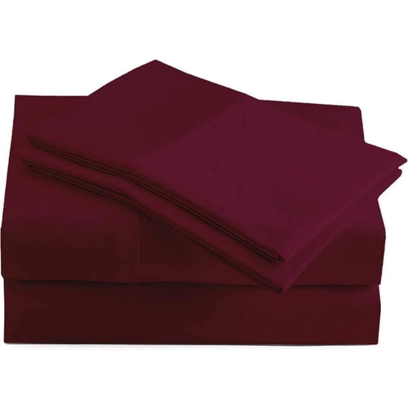 400-Thread Count Bed Sheets Italian Finish 100% Egyptian Cotton 4-PCs - Sheet Set, Fits Mattress Upto 21"-24 Inch Deep Pockets Stripe Pattern (King, Burgundy)