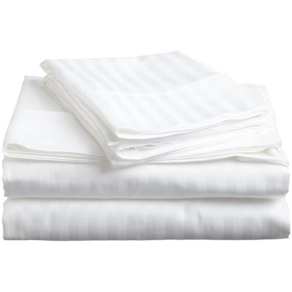 400 Thread Count - Boat Sheet Set 4 Piece - 100% Egyptian Cotton - 30" Deep Pocket - Extra Soft and Luxury - Universal - AFT - Berth Size Fits Perfectly - White Stripe.