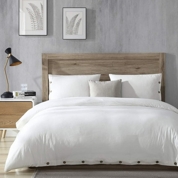 400 Thread Count - Button Closure Duvet Cover 3 Piece - 100% Egyptian Cotton - Comforter Cover - White Solid, Twin Size.