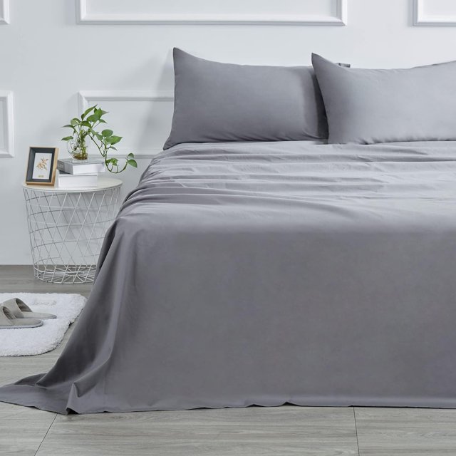 400 Thread Count Cotton Queen Size Sheet Set (Gray Color) 4 Piece 100
