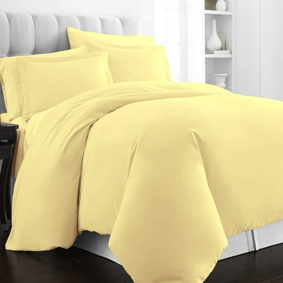 Pizuna Pure 100% Cotton Twin Duvet Cover Set, Luxurious 400 Thread Count Long Staple Cotton Sateen Weave with Button Closure (Combed Mellow Yellow Cotton Duvet Cover Twin)