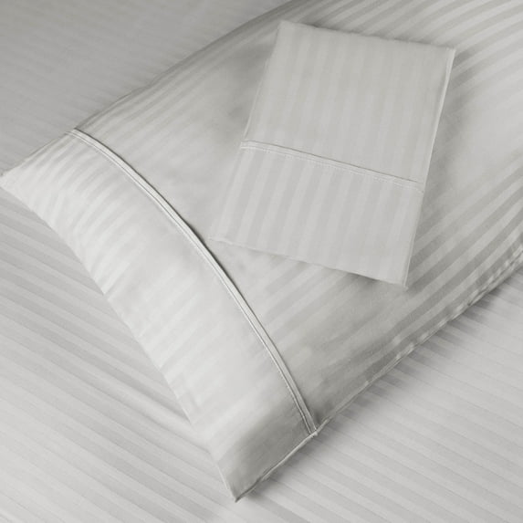 400 Thread Count Egyptian Cotton Stripe Pillowcase Set, King, Platinum