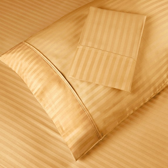 400 Thread Count Egyptian Cotton Stripe Pillowcase Set, Standard, Gold