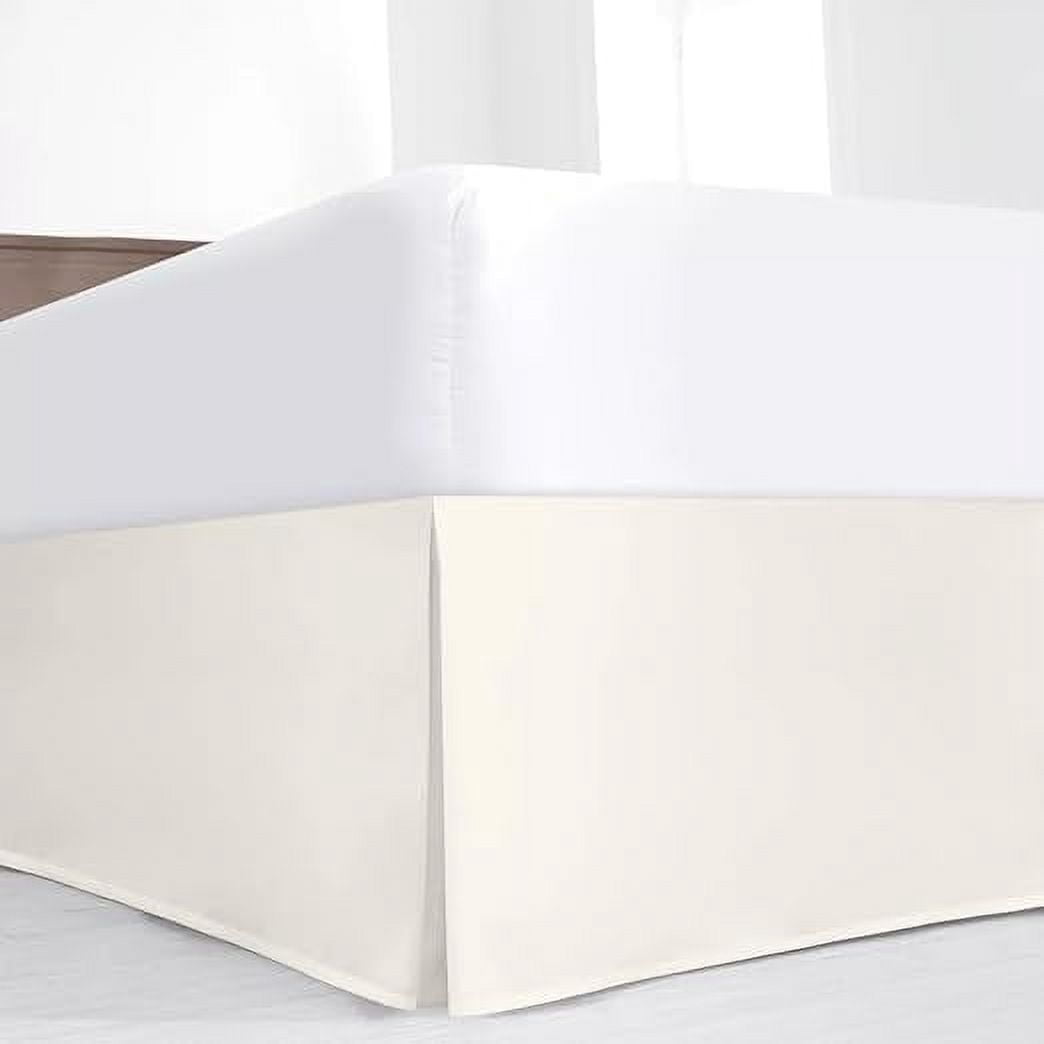 400 Thread Count Luxury Pleated Bedskirt - 100% Egyptian Cotton - 14" Deep Pocket - Wrinkle-Free Box Pleated Bed Skirts - King Size - Ivory.