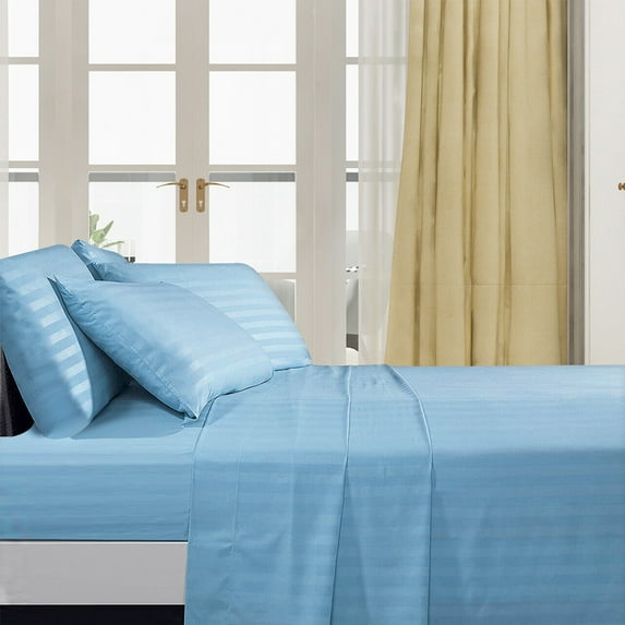 400 Thread Count Twin Bed Sheets Set with 15" Deep Pocket, 3-Piece Bedding Set Stripe Bed Sheets