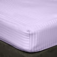 thumbnail image 1 of 400 Thread Count - Twin Size 16" Inch Deep Pocket 3 Piece Fitted Sheets Set, Extra Deep & 100% Egyptian Cotton Bottom Sheets, Ultra-Soft Mattresses & Bed Covers - Lavender Stripe., 1 of 4