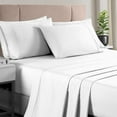 thumbnail image 1 of 400 Thread Count White 6 Piece Queen Sheets Set Includes 2 Bonus Pillow Cases, 100% Long Staple Cotton Soft Sateen Bed Sheets With Deep Pocket, Value Pack 6 Pc Cotton Sheets Queen, 1 of 8