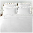 thumbnail image 1 of 400 Thread Count White Cotton Sateen Hotel Stitch Duvet Cover in Scalloped Embroidery Full/Queen White Border, 1 of 6