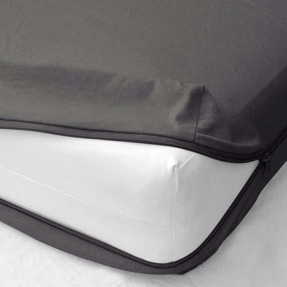 400 Thread Count - Zipper Fitted Sheet 1 Piece - 14 Inch Deep Pocket - Extra Soft & 100% Egyptian Cotton Bed Mattress Cover & Protectors with Zip Fastening - Dark Grey Solid, Queen Size.