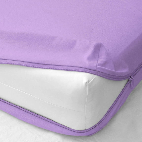 400 Thread Count - Zipper Fitted Sheet 1 Piece - 14 Inch Deep Pocket - Extra Soft & 100% Egyptian Cotton Bed Mattress Cover & Protectors with Zip Fastening - Lavender Solid, Twin Size.