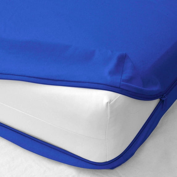400 Thread Count - Zipper Fitted Sheet 1 Piece - 16 Inch Deep Pocket - Extra Soft & 100% Egyptian Cotton Bed Mattress Cover & Protectors with Zip Fastening - Royal Blue Solid, King Size.