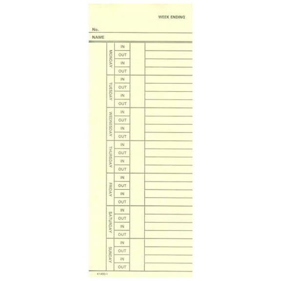 400 Time Cards, Bi-Weekly, 2-Sided, 3-3/8 inch x 9 inch, for Amano, Acroprint, Luwei, Icon, Lathem, Simplex, and Others