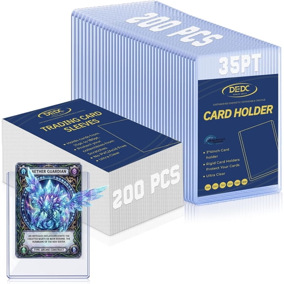 400 Top Loader Card Holder Storage for Trading Cards Sports Soft Penny Sleeves Hard Plastic 35 Point Protective 3" x 4" Toploaders Rigid Memorabilia Collectibles