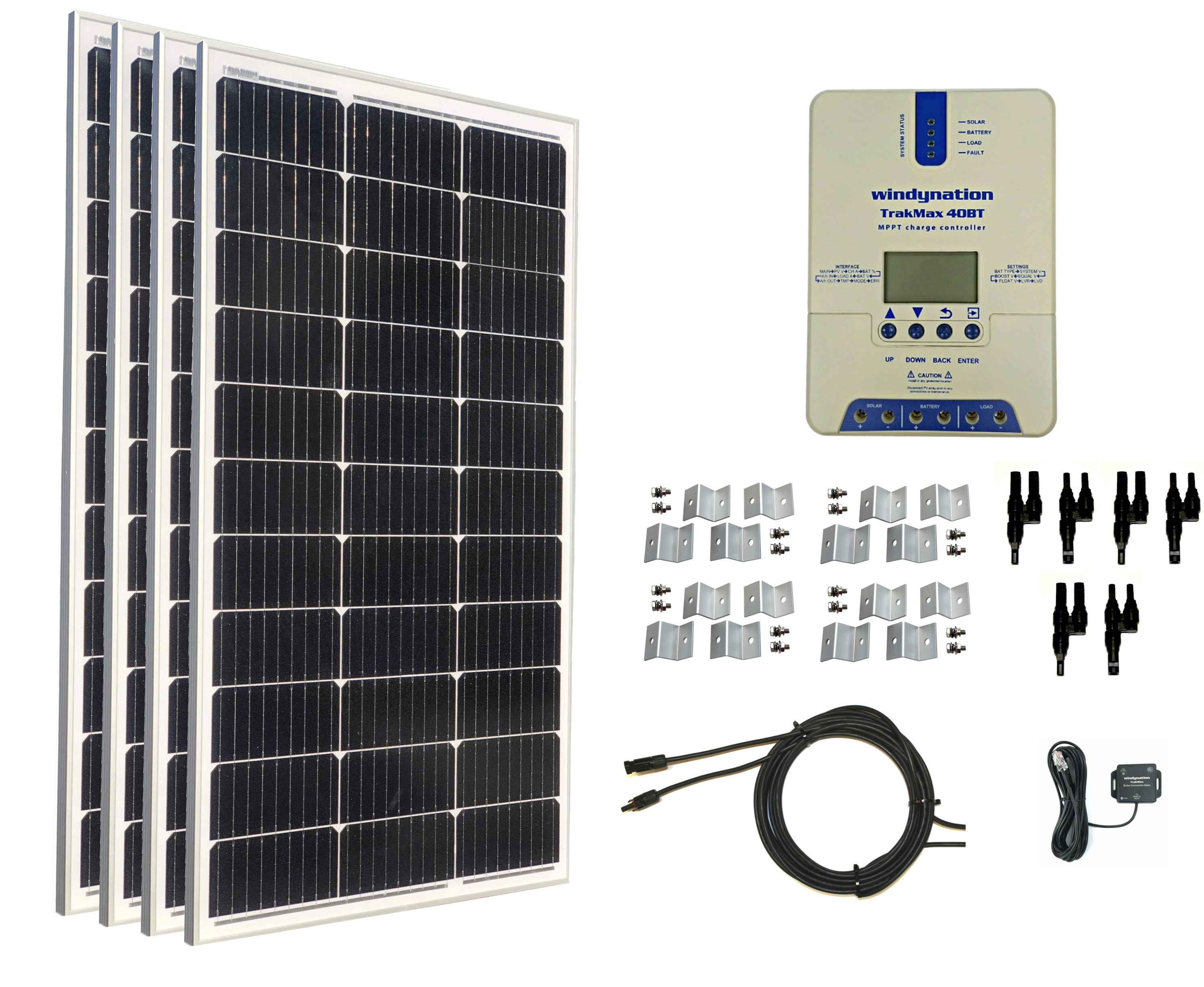 Solar System Communication Module 400-Watt Monocrystalline Solar Panel with TrakMax MPPT 40 Amp Charge ...