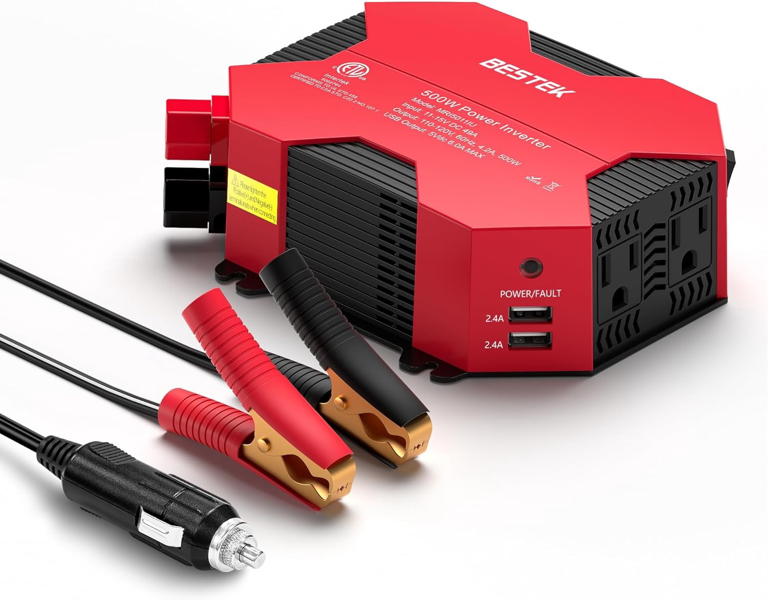 500 Watts Power Inverter DC 12V to AC 110V Power Converter with 4 USB Charging Ports Car Adapter for Christmas String Lights