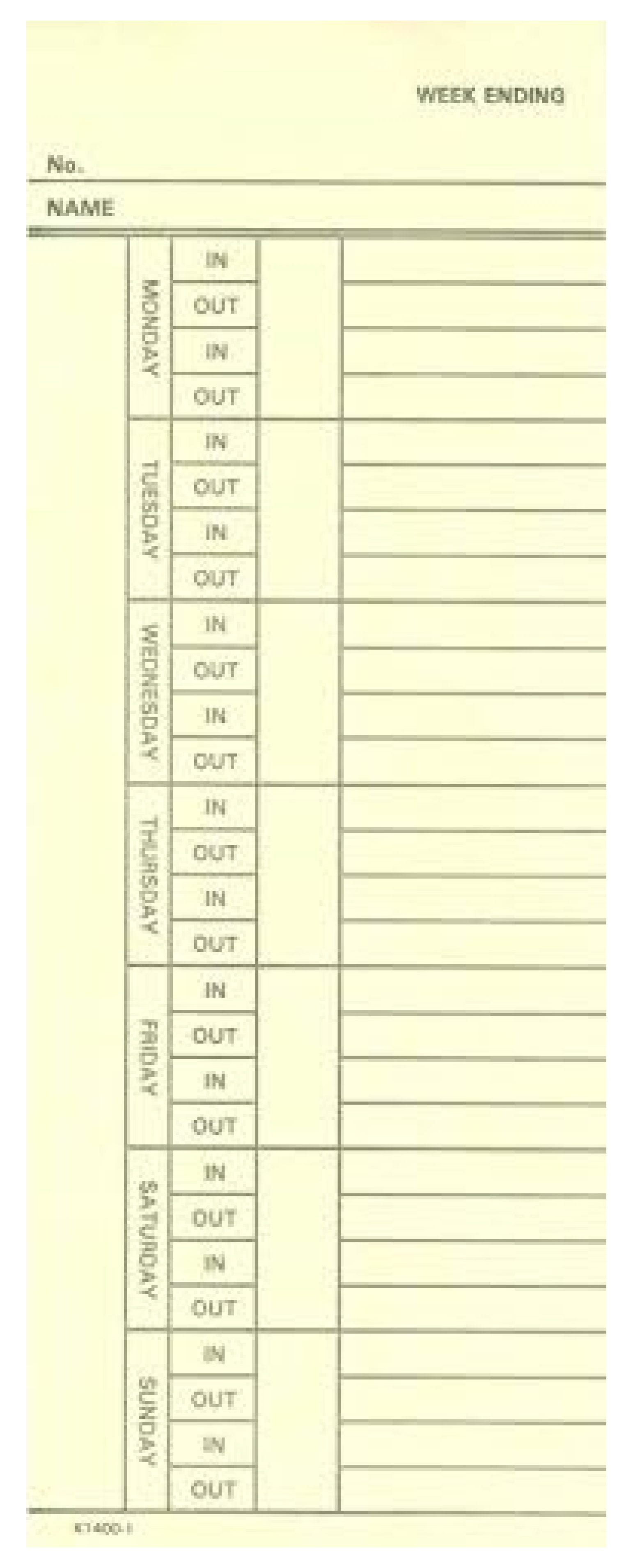 400 Weekly Time Cards for Amano, Acroprint, , Icon, Lathem, Simplex ...