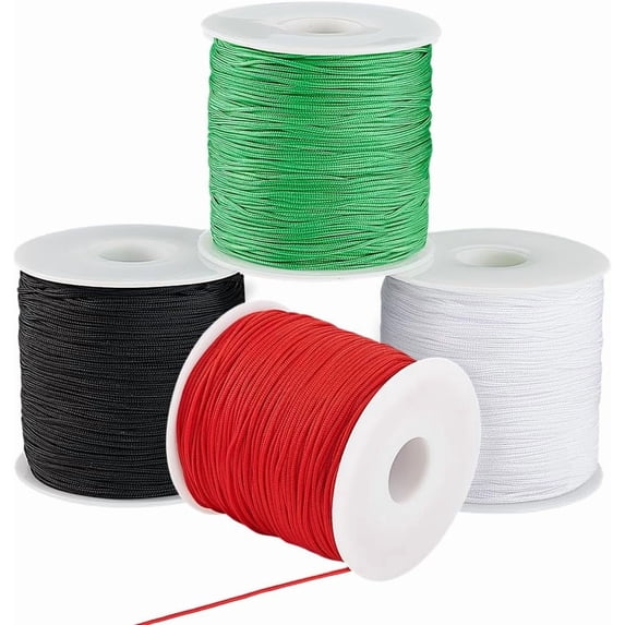 400 Yards Chinese Knotting Cord Nylon Beading Thread for Kumihimo 4 Colors 1mm Nylon Beading Cord for Chinese Knotting Macramé Bracelets Christmas Jewelry Making Sewing Colorful
