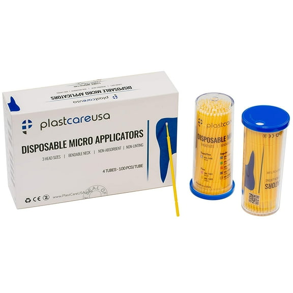 400 Yellow Fine Microbrush for Fluoride Gel Application, Bendable Dental Brushes