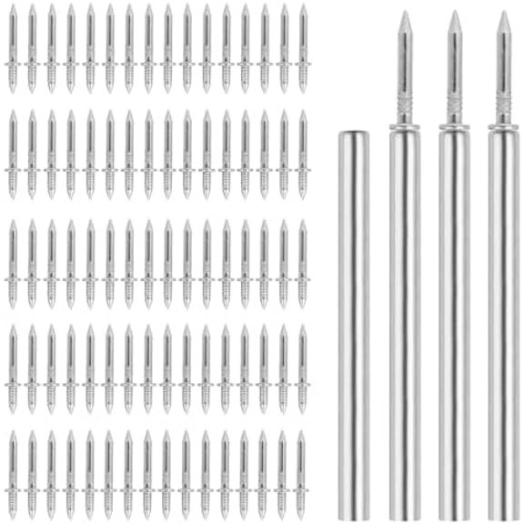 400 count Hardware Nails Double Skirting Nails with 4 Tools - Invisible Seamless Baseboard Screws for Solid Trim, Double-Sided Installation