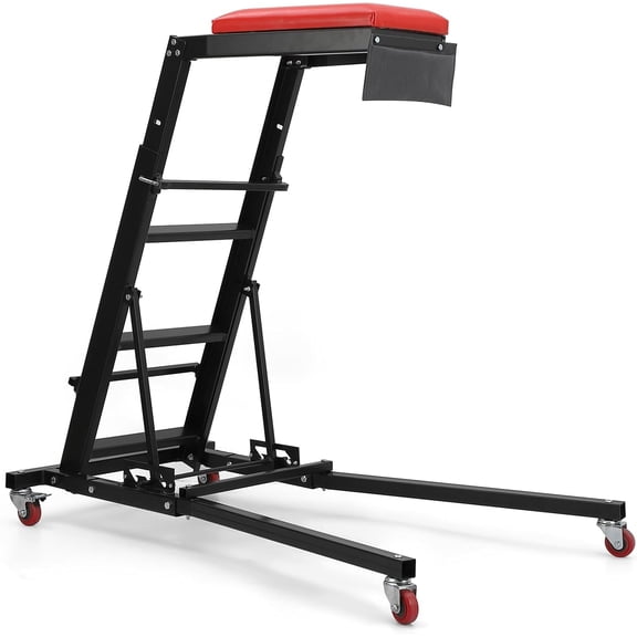 400 lb Topside Engine Creeper Adjustable Height Foldable with Casters for Auto Repair Black
