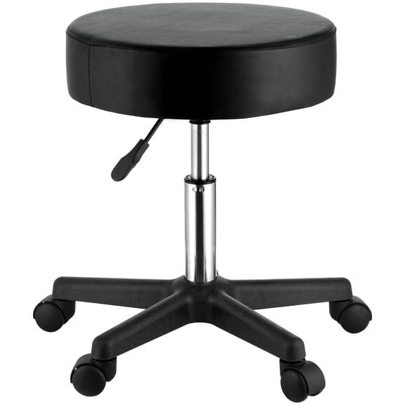 400 lbs load-bearing adjustable height roller stool, extra thick cushion rotating stool, salon bar home office tattoo hospital massage universal, black