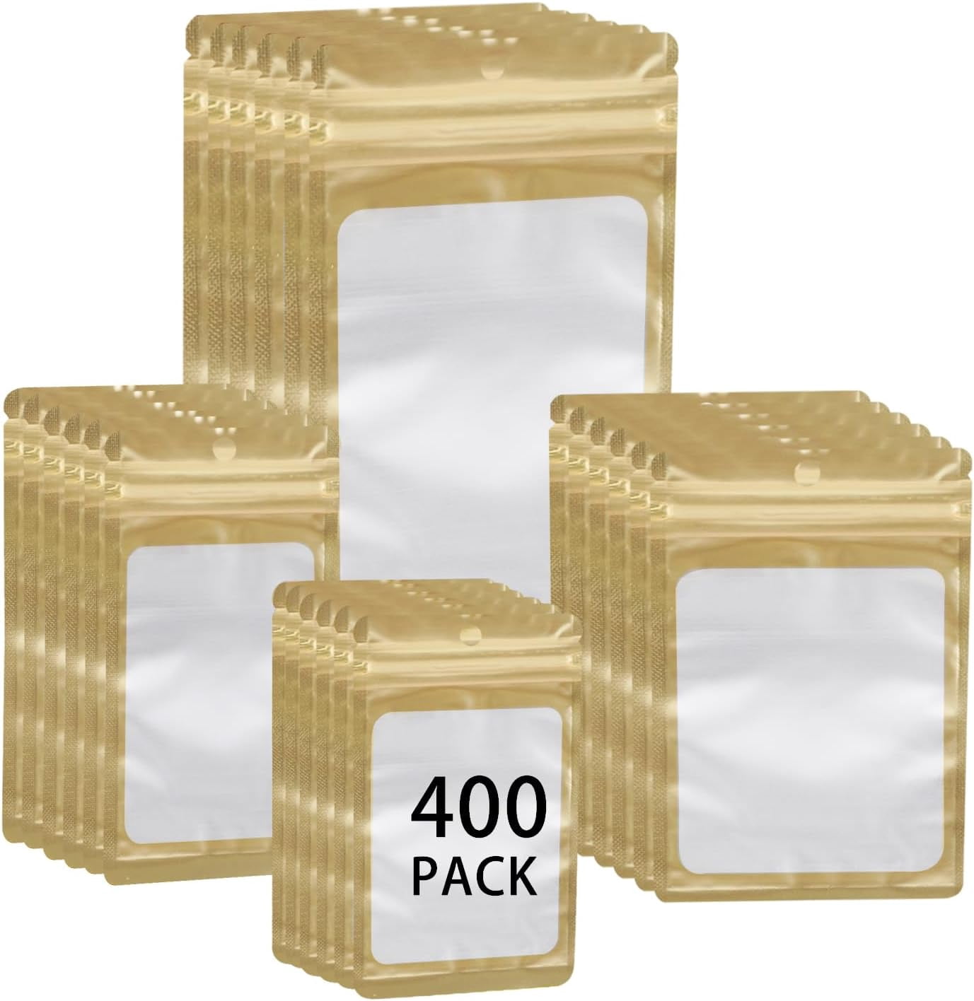 400 packs of 4 sizes reusable holographic bags, food storage odor-proof ...