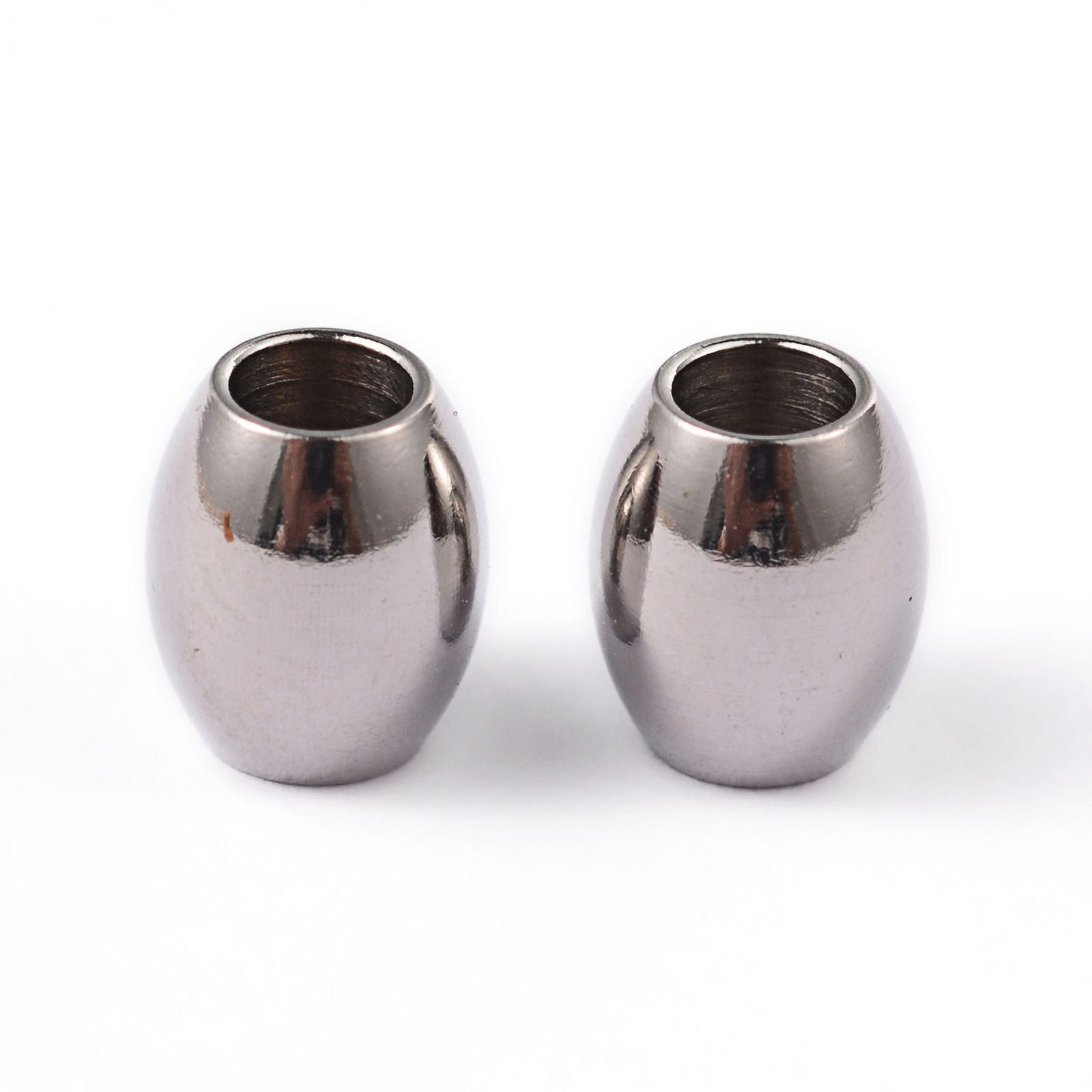 400 pc Resistant Barrel 202 Stainless Steel Spacer Beads Stainless Steel Color 7x6mm Hole: 3mm