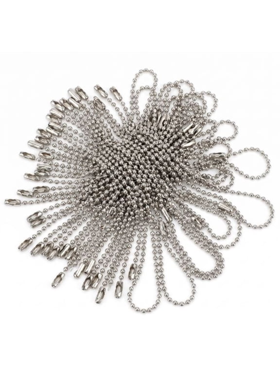 400 pcs Ball Chains Keychain Tag Keychain Ball Chain Bulk,Beaded Chain Connector Chains for Keychains,Silver Nickel Plated Metal 2.4mm Ball Bead Chains