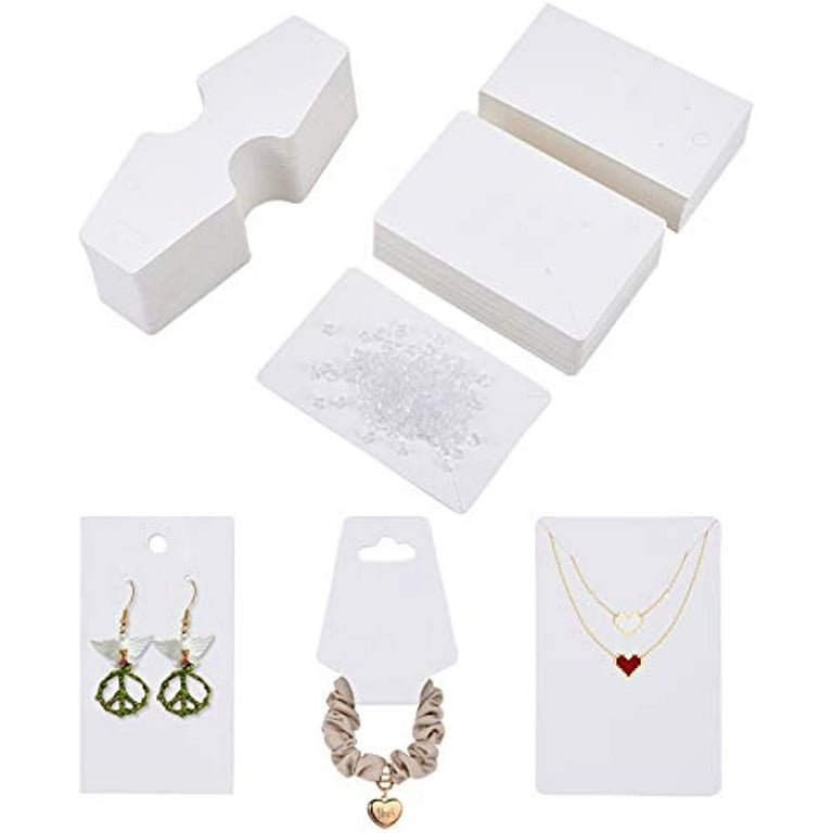 400 pcs Jewelry Display Kit 100 pcs Paper Necklace Display Cards 100  Earring Packaging Holder Cards 200 pcs Clear Plastic Earring Backs for  Earing Jewelry Findings White 