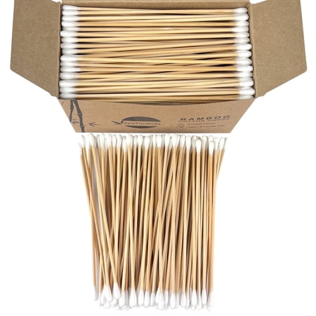 400 pcs Long Cotton Swabs, 6 Inch Bamboo Sticks, Double Round Tips