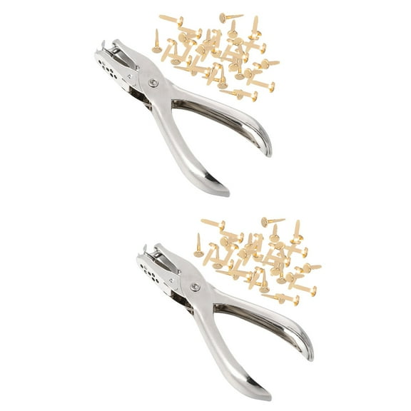 400 pcs  Paper Fasteners Brads Metal Fastener with 1pc Hole Punch for Art Crafting