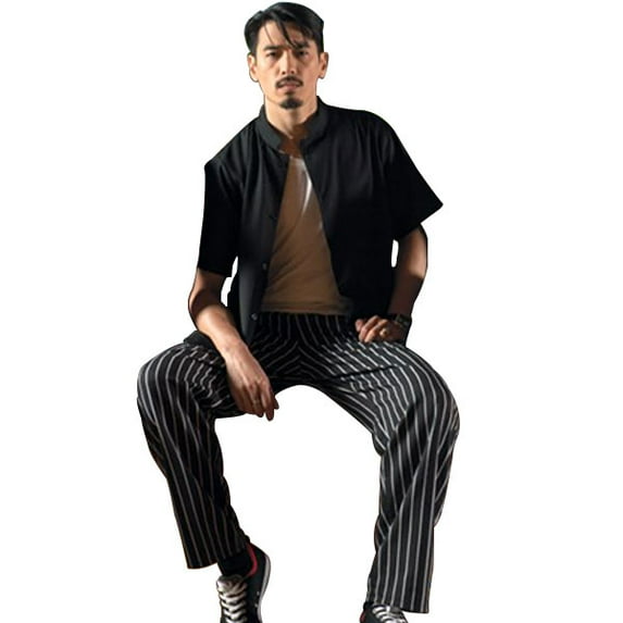 4000-4104 Classic Basic Baggy Chef Pant with 3'' Elastic Waist in Chalk Stripe - Large