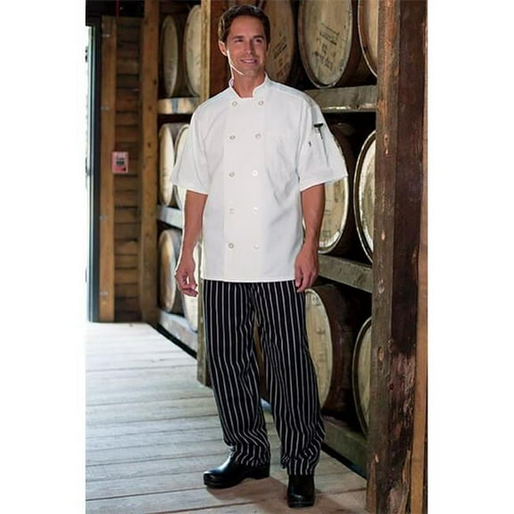 4000-4106 Classic Basic Baggy Chef Pant with 3" Elastic Waist in Chalk Stripe - 2XLarge