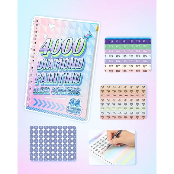 4000+ Diamond Art Stickers Labels 36 Sheets Diamond Painting Accessories and Tools for Storage & Organization, Craft Stickers for Enthusiasts