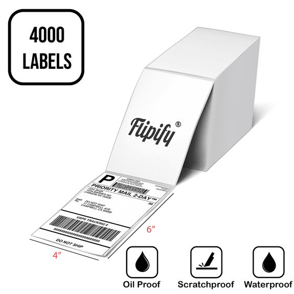4000 Fanfold 4x6 Direct Thermal Labels Shipping / Barcode Labels Zebra UPS