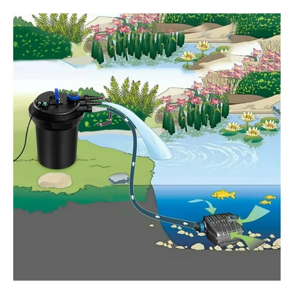 4000 Gallons Pond Pressure Filter with 13W UV Light black